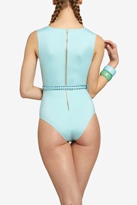 Freeform Neckline Belted Swimsuit front mobile