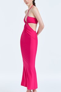 Wrap Plunge Side Cutout Midi Dress back mobile