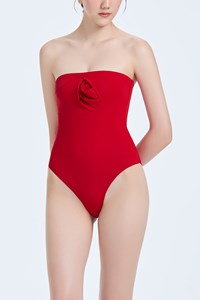 Rose Strapless Scoop One Piece front mobile