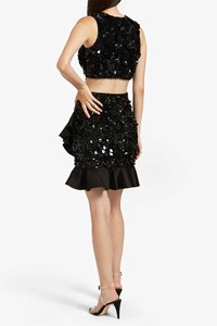 Black sequin cropped top front mobile