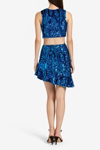 Blue Ruffle sequin mini skirt back mobile