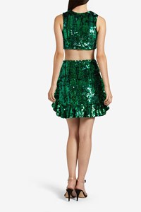 Green sequin cropped top back mobile