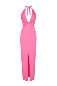 Pleat Deep V Lond Gress front mobile